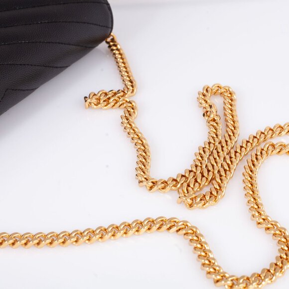 Authentic Saint Laurent Classic Cassandre Black Grain De Poudre Wallet on Chain - Picture 6 of 10